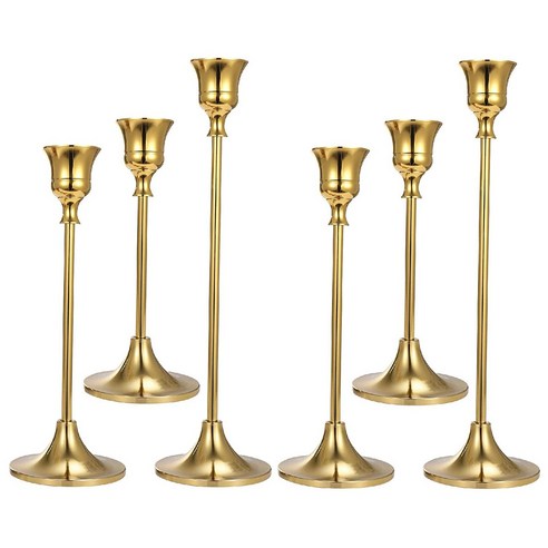 6pcs 골드 촛대 홀더 골드 캔들 홀더 테이퍼 캔들 홀더 장식 촛대 홀더 가정 장식, 하나, 보여진 바와 같이