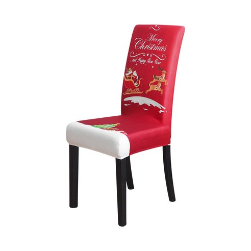 크리스마스 스판 장식 의자 커버 프린트 산타클로스 큰뿔 사슴 식사 디지털 의자 커버, 14#