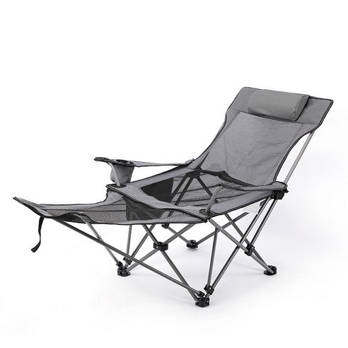 야외 접이식 의자 캠핑 휴대용 비치 벤치 안락 의자, 긴 회색 거즈