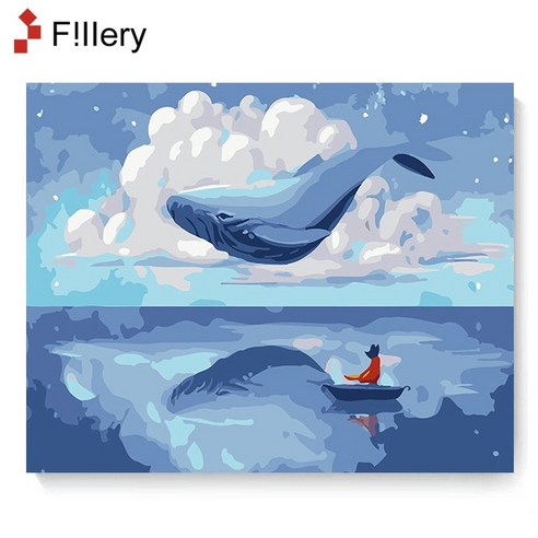 FiIIery DIY 명화그리기 해바라기그림 풍경화 꽃 유화 세트 40 x 50cm, 178-고래와 소녀
