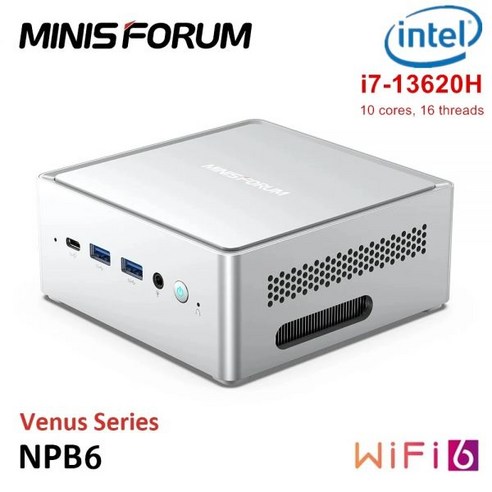 MINISFORUM 인텔 미니 PC NPB6 13 세대 i7 13620H 10 코어 16, CHINA, 16GB Ram 1TB NVMe