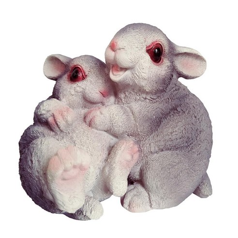 실내/실외 홈 장식을위한 수지 토끼 토끼 동상-12cm /5 인치-5 스타일, 포옹 _ 그레이, 설명