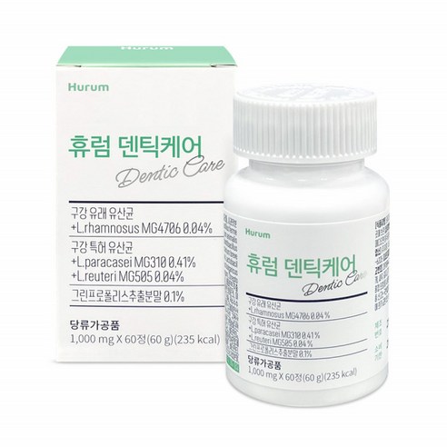 입속 구강 유래 유산균 락토바실러스 루테리 츄어블 유산균 프로바이오틱스 60정, 1개