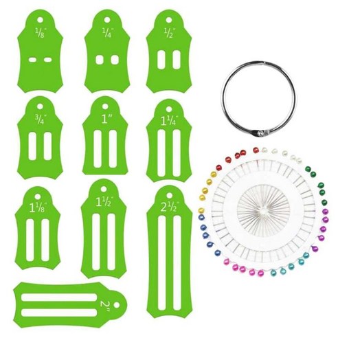 바이어스 바인딩 메이커 바느질 퀼트 도구 키트 diy 젤리 롤 새셔 도구 세트 접는 패브릭 및 바이어스 스트립 용, 녹색, 플라스틱
