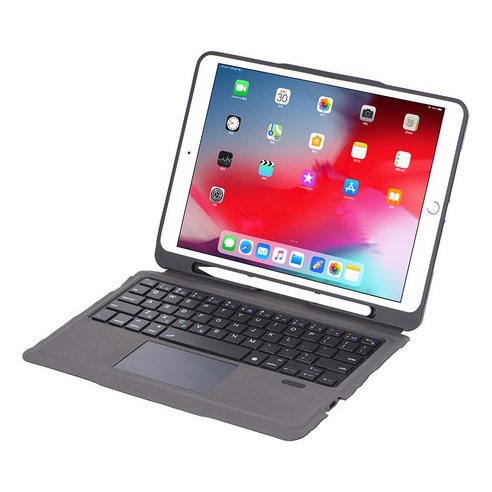 보석새 애플펜슬 커버 탈부착형 태블릿PC 케이스 한국어 키보드 air4, IPad2018/2017 9.7 인치, 분할 펜 슬롯 (일반 모델) 블랙