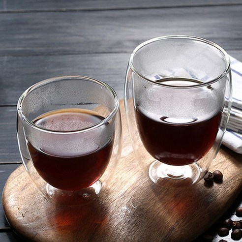 인블룸 1+1세트 이중유리컵(450ml), 투명, 2개
