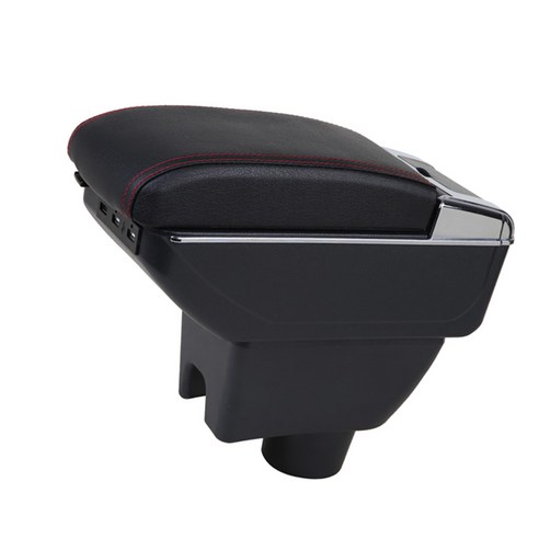 자동차 팔걸이 상자 7 USB 인터페이스 인테리어 Perodua Viva 자동차 스타일링 부품 액세서리에 대한 이중 레이어, {"사이즈":"34x14.5x14cm"}, {"수건소재":"플라스틱"}, 블랙 레드 라인