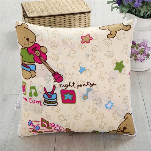 베개 이불 겸용 40*40cm 쿠션 낮잠 담요, 음악 곰돌이