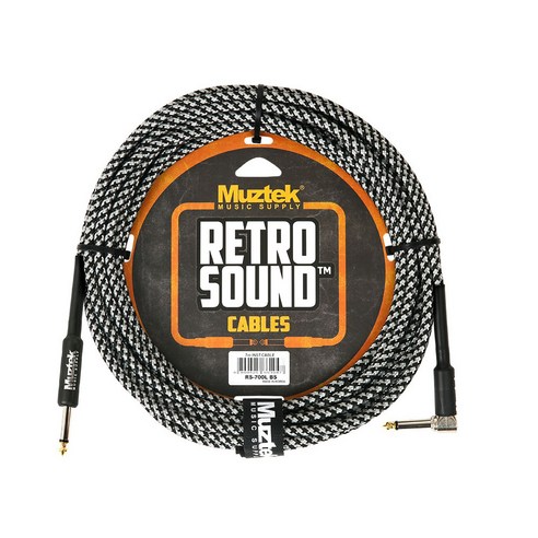 (케이블) Muztek RETRO SOUND Cable 7m Angle Black/Silver (RS-700L BS) /PLUG 1자+ㄱ자/ 레트로 사운드 악기케이블 잭선 - 기타케이블... 