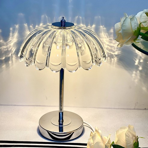 Qianlixun 크리스탈 장식 테이블 램프 크리 에이 티브 침실 머리맡 분위기 야간 조명 럭셔리 테이블 램프, A타입 투명, 3색 변광을 삽입하다.