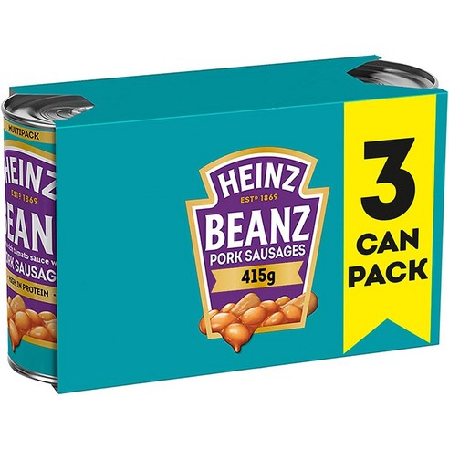 HEINZ 빈즈 앤 소시지 콩요리 간편아침 영국직배송 415g(3팩), 11세트