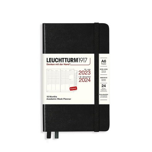 로이텀 LEUCHTTURM1917 – Academic Week Planner 18개월 하드커버 미디엄 A5 2023년 6월 2024년 12월 영어 하드커버 포트 레드 449, 블랙, 블랙 불편한편의점 Best Top5