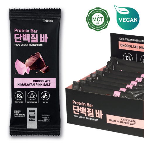로틀 비건 단백질바 초콜릿 히말라야 핑크 솔트, 400g, 1박스