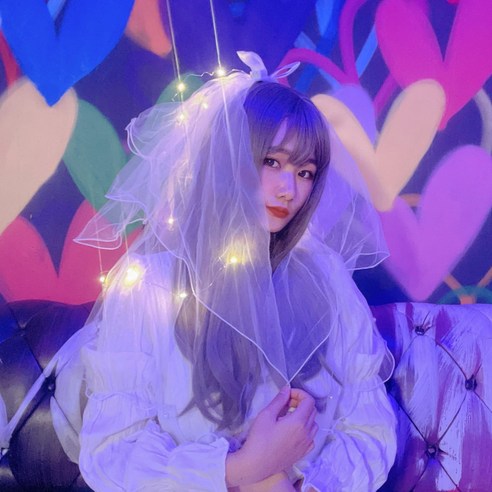 LED 셀프웨딩베일 할로윈 헤어장식 화이트 블랙 면사포 리본 브라이덜샤워