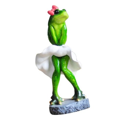 수지 크리 에이 티브 춤 개구리 입상 홈 오피스 탁상 장식 선물 B, 녹색
