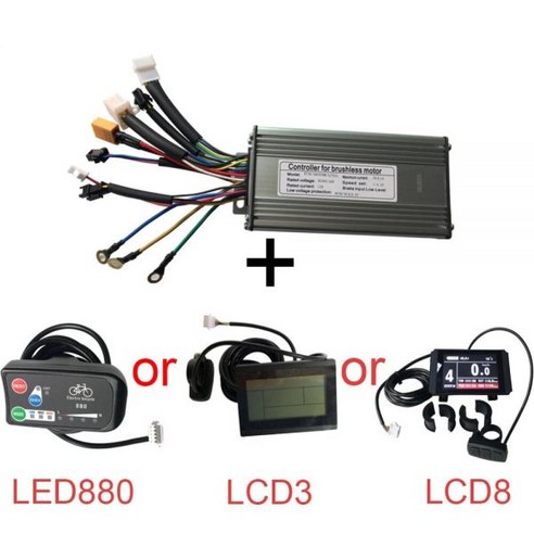 호환 부품 전기 자전거 36 볼트 48 500 와트 25A 브러시리스 9 Mosfet 사인파 컨트롤러 KT LCD3 LCD8 디스플레이 패널 Ebike 액세서리, with LED880 Display