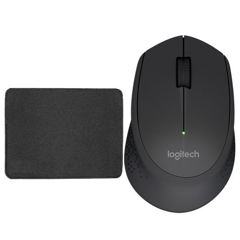로지텍 무선 마우스 M280 + 마우스 패드, 블랙