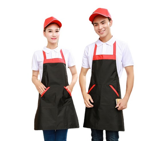 ANKRIC 레스토랑 웨이터 앞치마 얼룩 방지 원피스앞치마, 검은 색