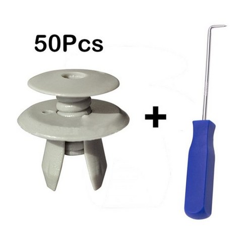 헤드라이닝 천 보수 자동차 천장 처침 수리 헤드라이너 고정 핀 50X 도어 루프 사이드 트림 패널 헤드 라이너 카펫 라이닝 패스너 클립 리벳 9mm 폭스바겐 캐디 2004 - 20, Gray