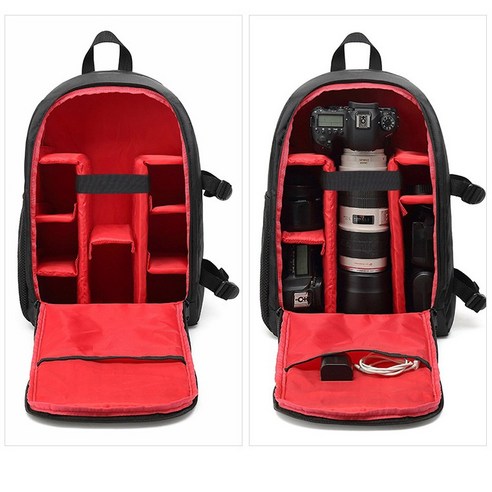 ANYOU 대용량 카메라 백팩 방수 내진 백팩 카메라렌즈가방, 붉은색, 1개