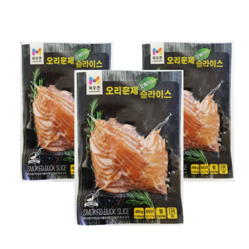 목우촌 오메가3 오리훈제 슬라이스, 3개, 400g