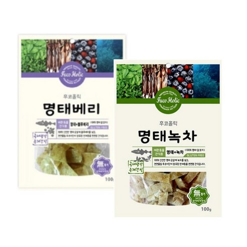 후코홀릭 강아지 건조 간식 100g, 명태 + 녹차 혼합맛, 3개