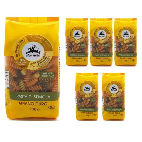 알치네로 유기농 파스타 삼색 푸질리, 250g, 6개