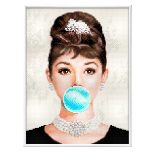 블링블링 보석십자수 슬림액자패키지 (AB+원형) 30x40cm, 1세트, BL3040-041 (오드리헵번2)