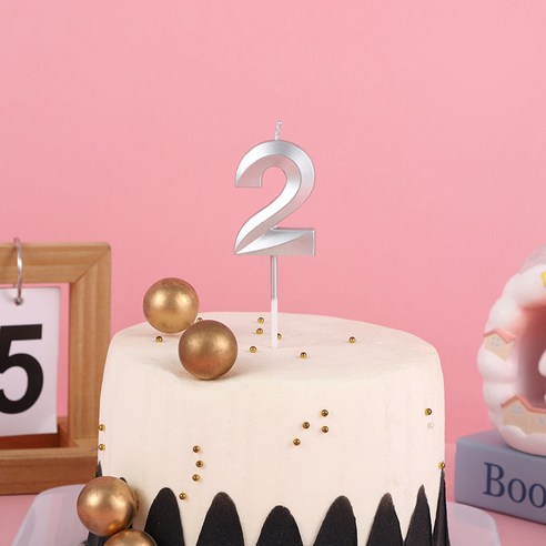 별숲 빅사이즈 파티 생일 메탈릭 숫자초, 숫자2, 1개, 실버