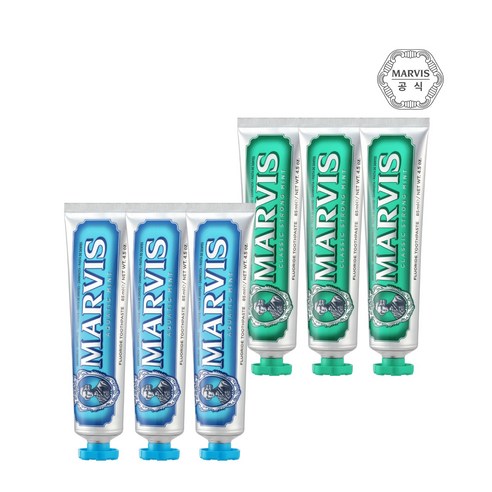 마비스 치약 클래식 스트롱 민트향 1P + 아쿠아 민트향 1P, 3세트, 170ml