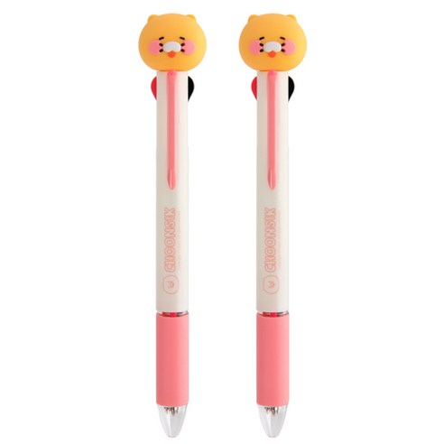 춘식이 피규어 멀티 4색 볼펜 2개, 스마일