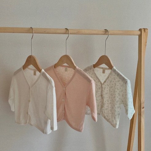 아임바다 유아동용 린넨 버튼 가디건