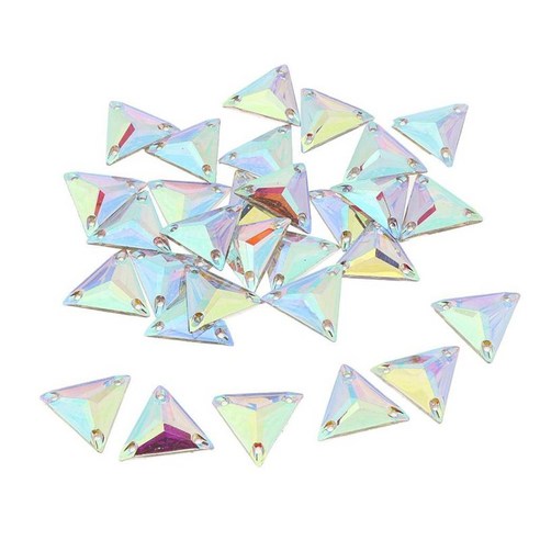 30 조각 모조 다이아몬드에 삼각형 바느질 크리스탈 AB 플랫 백 공예 의류 웨딩 드레스 장식 22mm, 설명, 플라스틱