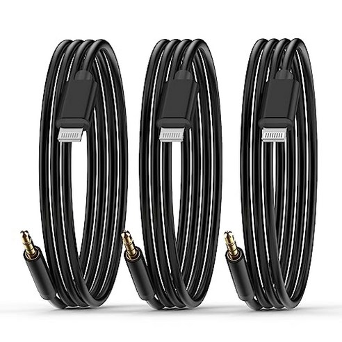 [MFi 인증] 차량용 아이폰 15 Aux 코드 USB 타입 C to 3.5mm 헤드폰 오디오 잭 나일론 브레이드 케이블 15/15 플러스/15 프로/15 프로 맥스 아이패드, Black