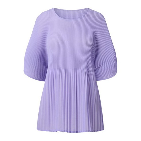 우아함과 편안함이 어우러진 플리츠미 솔리드 주름 풀림 티블라우스