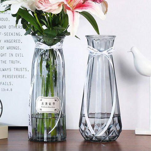 DFMEI 꽃병. 화병.Vase.-- 꽃병 스페셜 라지 사이즈 유리 꽃병 투명수 양수 죽수입니다배화병 거실 꽃꽂이 장식물입니다, DFMEI.30 접기 + 30 호박 (스모키 그레이)-