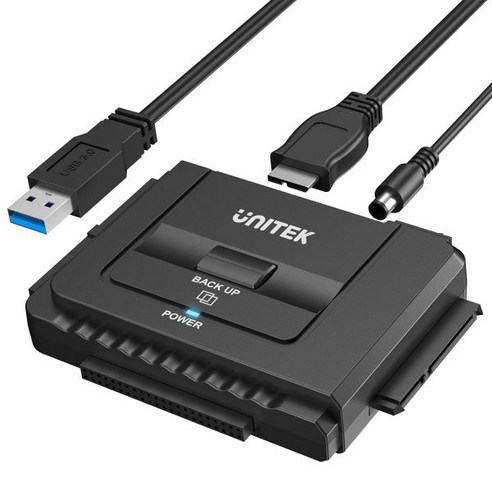 유니버설 2.5 3.5 HDD SSD 하드 드라이브 디스크용 Unitek USB 3.0 to IDE 및 SATA 컨버터 외장 어댑터 키트 원터치 백업 기능 12V 2A 전원 포, Type-A Hard Drive Adapter