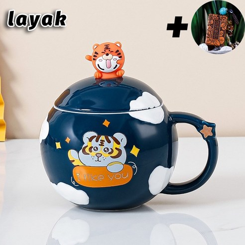 layak 카페머그컵 예쁜머그컵 머그잔 티컵, 파랑