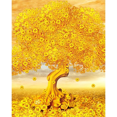 호우맘 액자 캔버스형 보석십자수 DIY 키트 40 x 50 cm, 1개, HM-111 돈나무