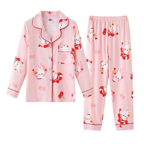 여아 여자아이 초등학생 유아 키즈 어린이 아동 핑크단추 파자마 잠옷 실내복 상하세트