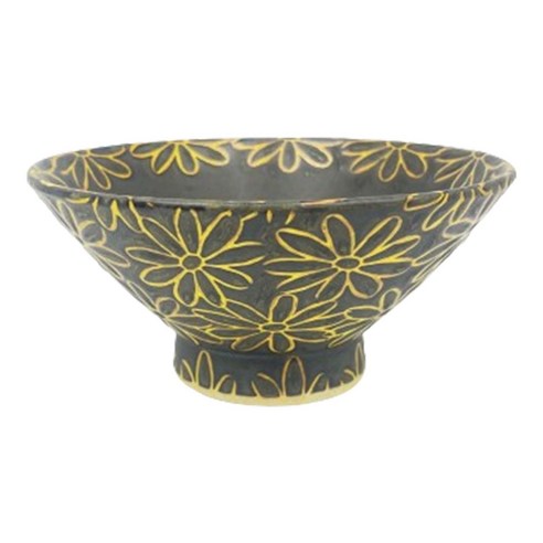 HASAMI WARE 꽃문양 공기 150g, 1개, 블랙