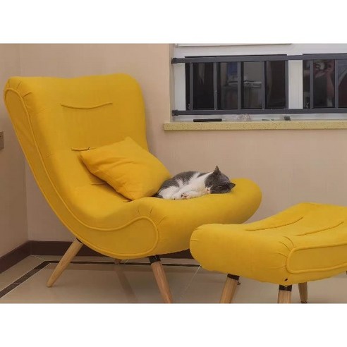 하엘스홈 미드센츄리 스타일 노란색 윙체어 소파 – 이동식 수유 의자, 달팽이 디자인 1인안락의자