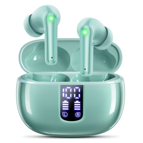 KONLI 커널형 무선 블루투스 이어폰 ACC ENC 노이즈 캔슬링 HiFi 고음질 C타입 이어폰, 하늘색, T16