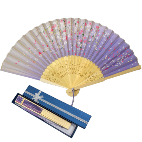 클로비 부채 외국인선물 전통 고급 실크 대나무 접이식 부채 한국 기념품 korean souvenir, 1개, 2.연보라