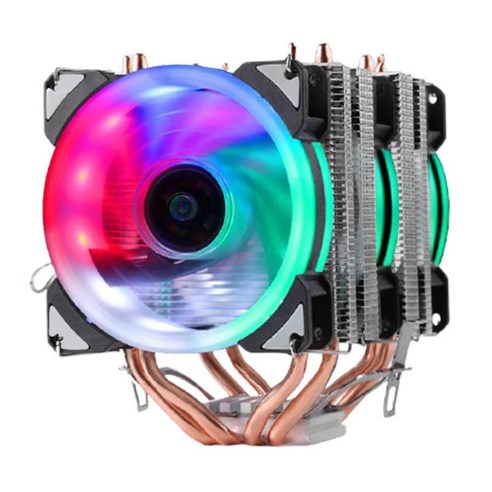 AMD용 분리형 CPU 쿨러 싱글/듀얼 쿨링 LED 9cm 팬, 듀얼 타워 3 팬, 다색, 금속