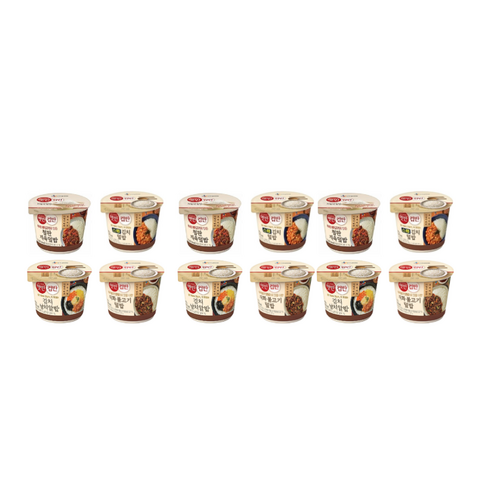 햇반컵반 컵밥세트 4종 12개 (철판제육3+스팸김치3+직화불고기3+김치날치알3), 1세트, 251g