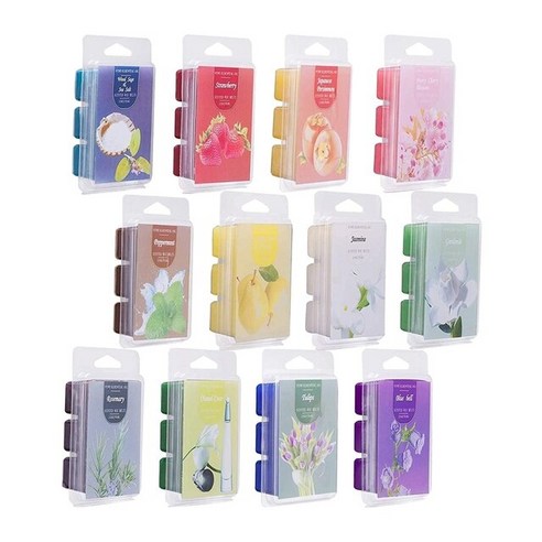 선물 생일 집들이 데이트 분위기 캔들워머 캔들12 Pack Scented Wax Melts Square Soy For Warmers Gift, 01 multicolor