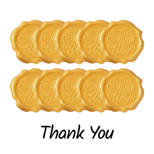 블루제이 프리미엄 실링왁스 스티커 대용량, Thank you, 10개, 옐로우
