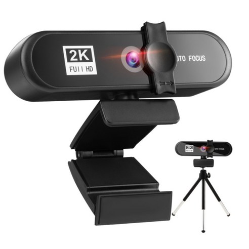 Xzante 2K 웹캠 풀 HD 1080P 웹 카메라 PC 컴퓨터 노트북 비디오 녹화 자동 초점 마이크 개인 정보 보호 커버, 중국, 2K 블랙