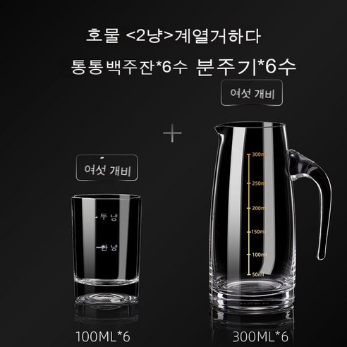 스노우드림 유리 컵 스크럽 소주잔 가정용 컵잔 세트, 22컵6+6금각도분주기-세트